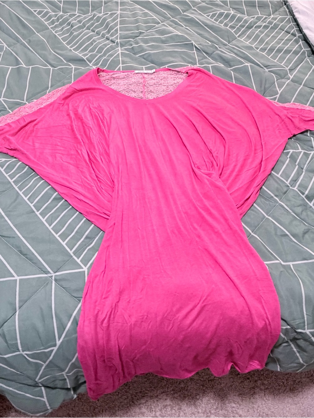 Women’s Hot Pink Batwing Sleeve Dress